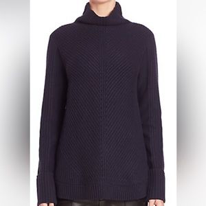 💙Vince💙EUC SMALL Directional Wool & Cashmere Ribbed Sweater in Coastal (Navy)
